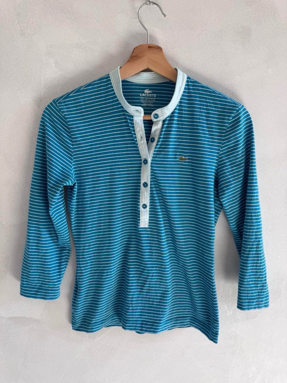 Lacoste - Pima Cotton Striped Henley Top
